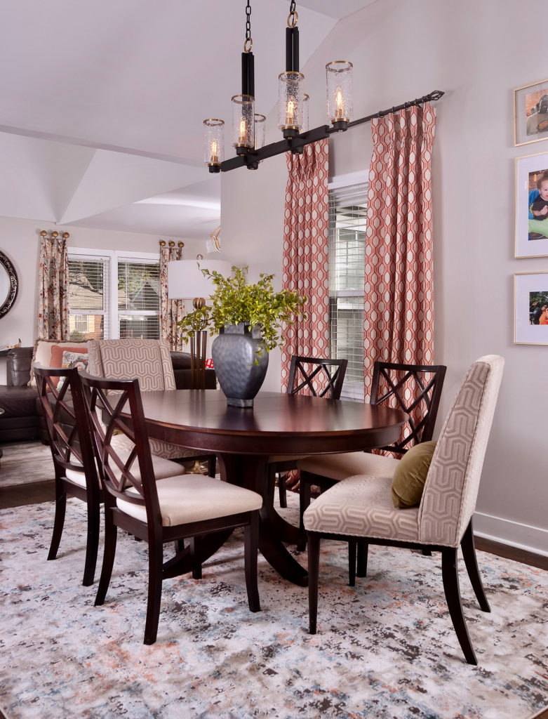 pink statement in dining room